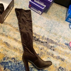 Olive color over the knee boots